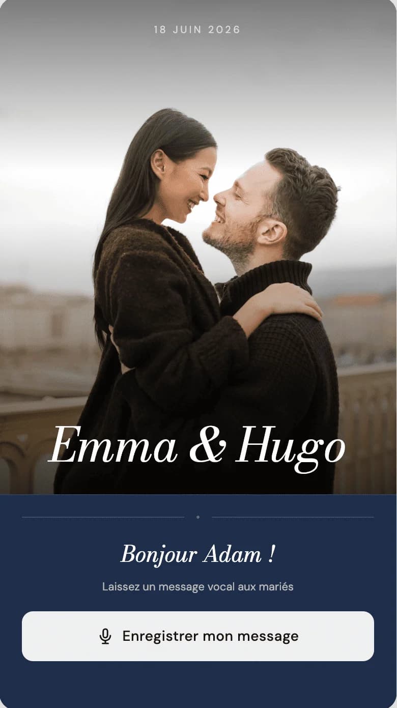 Page de livre d’or audio au style romantique