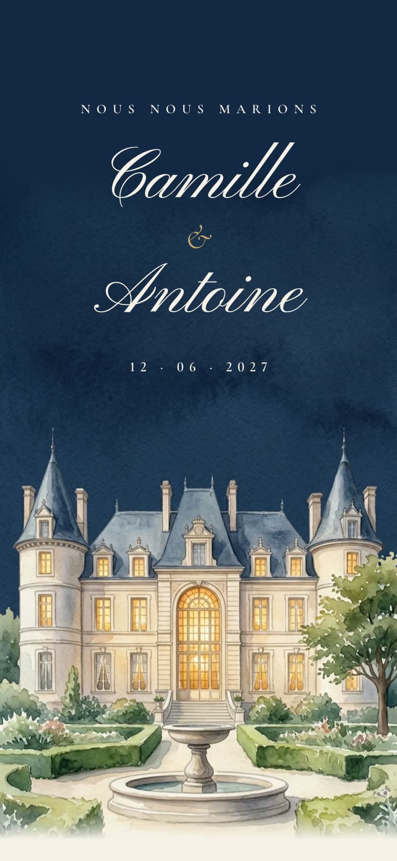 Première section du faire-part Château, après ouverture