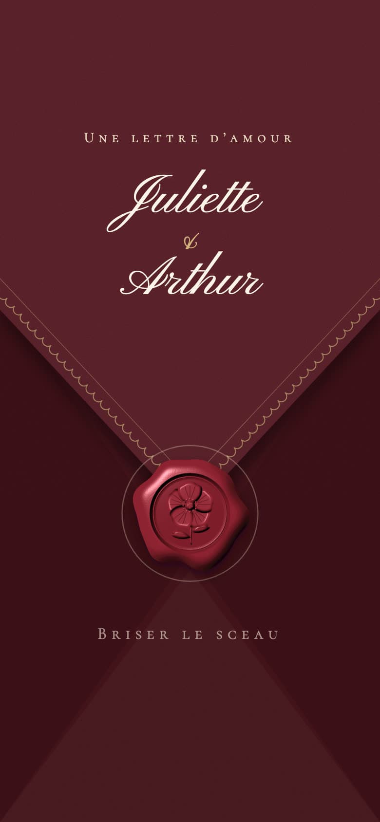 Couverture du faire-part Lettre d’amour, avant ouverture
