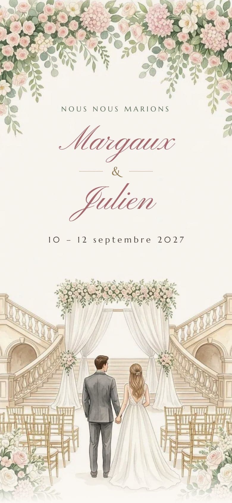 Première section du faire-part Roseraie, après ouverture