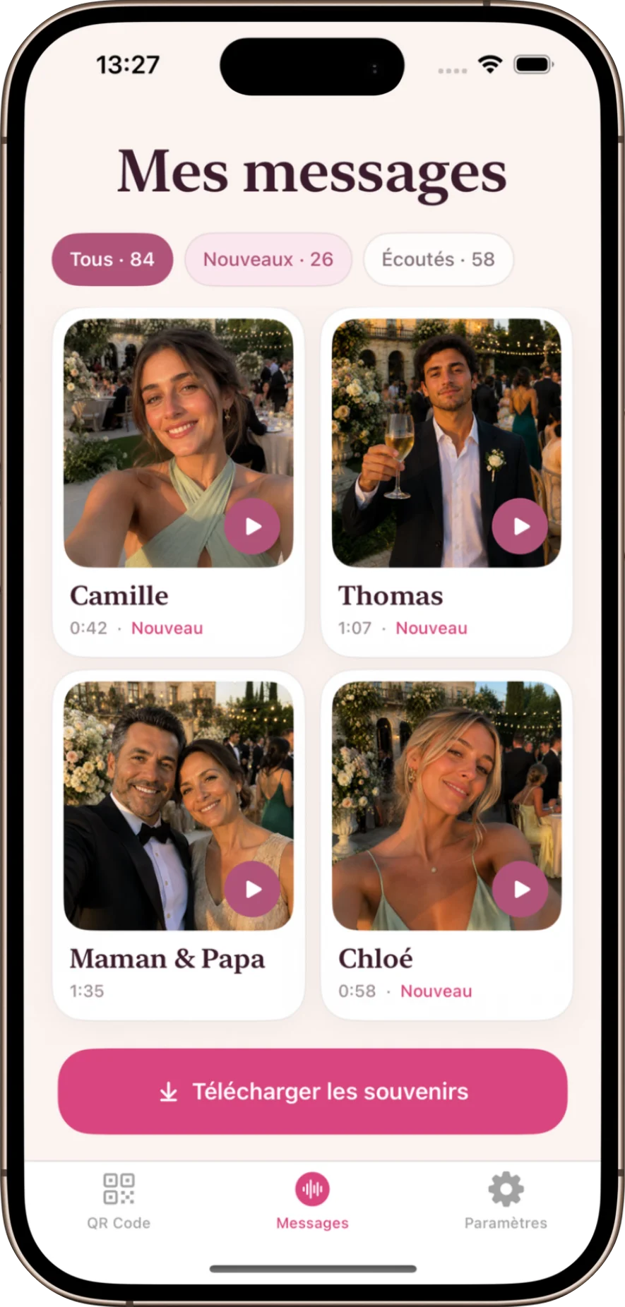 Messages reçus dans le livre d'or audio Mariage Audio