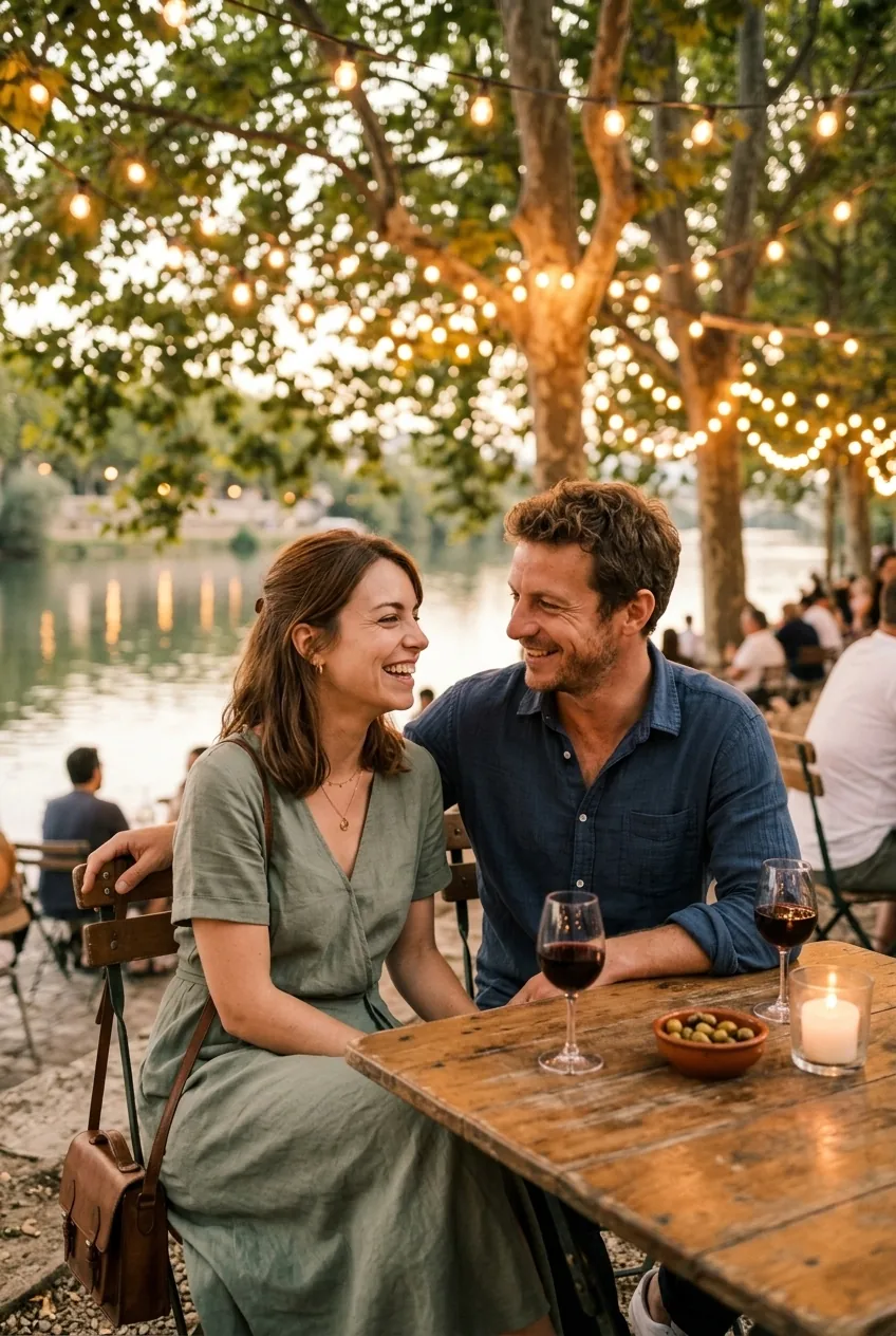 Léa et Matteo à une guinguette au bord de l’eau